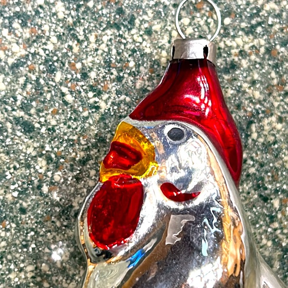 Glass Blown Rooster Christmas Ornament - Picture 2 of 7